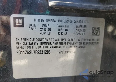 2015 Chevrolet Impala Ls from USA, damaged, VIN 2G11Z5SL7F9231208